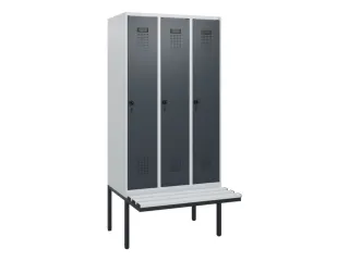 locker met bank,HxBxD 1950x900x815mm,3vak,vak B 300mm,draaigrendel - 2
