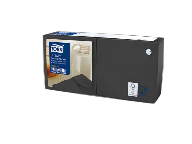 LinStyle Cocktailservet Premium zwart 24x24cm