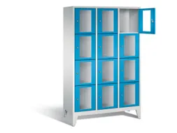 Lockerkast 1850x1200x500mm 3x4 vakken Cilinderslot Poten, RAL5012