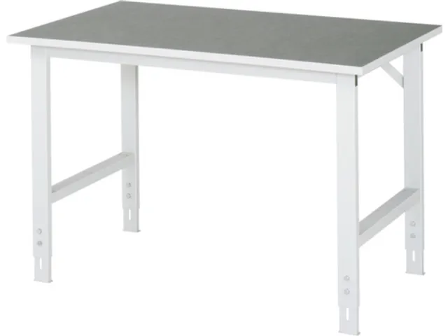 werkbank,HxBxD 760-1080x1250x800mm,houtblad,m. linoleumlaag