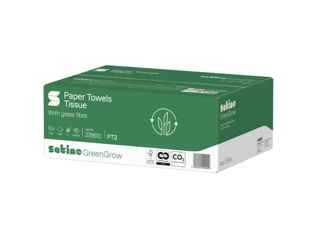 Handdoek Satino PT2 GreenGrow Z-vouw 2laags 278610 25x150 vel