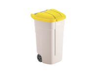 Verrijdbare vuilcontainer 100 liter HxLxB 850x530x510mm beige/geel
