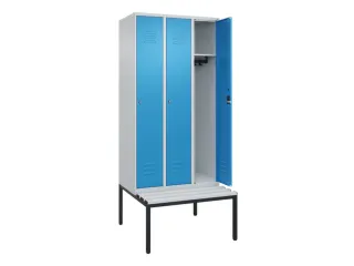 locker met bank,HxBxD 2120x900x815mm,3vak,vak B 300mm,cil.-slot - 2