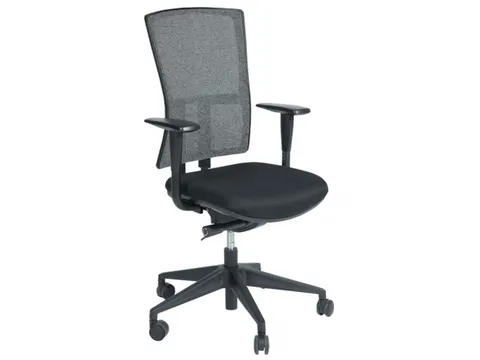 Bureaustoel 300 Nen-En 1335 Grijze Wol/mesh rug, Zwart voetkruis