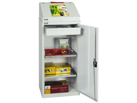 Draaideurkast 1310x500x500mm 1lade 2legborden 1opzetkatheder Grijs