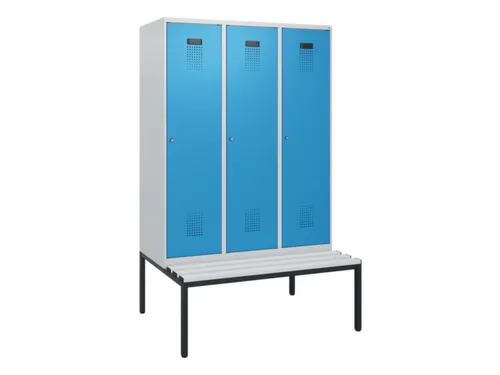 locker met bank,HxBxD 1950x1200x815mm,3vak,vak B 400mm,cilinderslot
