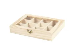 Kist Creativ Company 15.5x20.5x3.5cm Glazen deksel 10 vakken