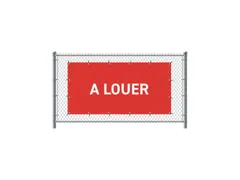 Hekwerkbanner 200x100 cm Rood met Franstalige Print A LOUER