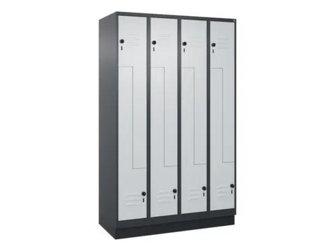 Z-garderobekast,HxBxD 1950x1200x500mm,vak B 150/300mm,draaigrendel