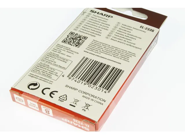 Calculator Sharp EL233S grijs hand 8 digit