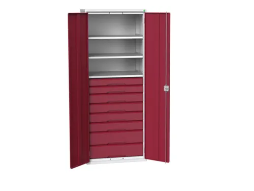 universele kast,HxBxD 2000x800x550mm,3xStalen bodem,8lade(n)