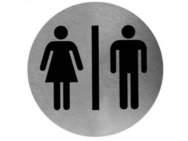 Pictogram rond man/vrouw RVS, PS0001CS | AanAfwezigheidsbord.nl