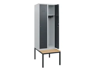 locker met bank,HxBxD 1950x600x815mm,2vak,vak B 300mm,cil.-slot - 2