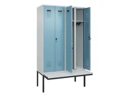 locker met bank,voor scheiding van kleding,HxBxD 2120x1200x815mm,4vak
