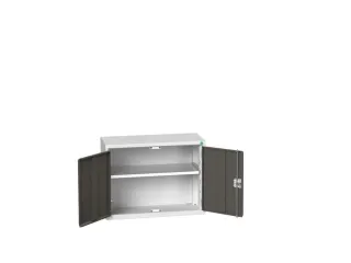 wandkast 600x800x350mm 1xStalen bodem sokkel Ral 7035 front Ral 7016 - 1