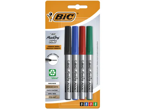 Viltstift Bic ecolutions rond fijn assorti blister à 4 kleuren