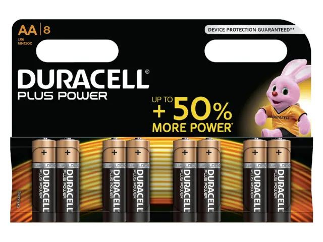 Batterij Duracell AA Plus Power 50% Alkaline 8 Stuks