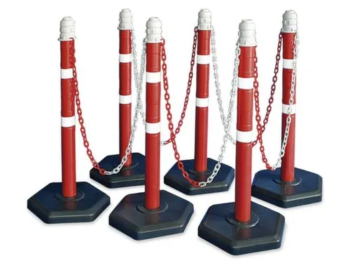 set kettingstaanders,6staanders,10m ketting,paal HxØ 1000x70mm