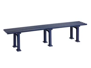 Kunststofbank 415x2000x370mm Zit H 415mm 5 Latten 3 Pootstellen Blauw - 2
