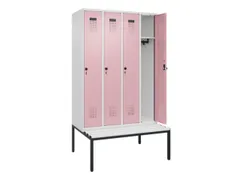 locker met bank,HxBxD 2120x1200x815mm,4vak,vak B 300mm,draaigrendel