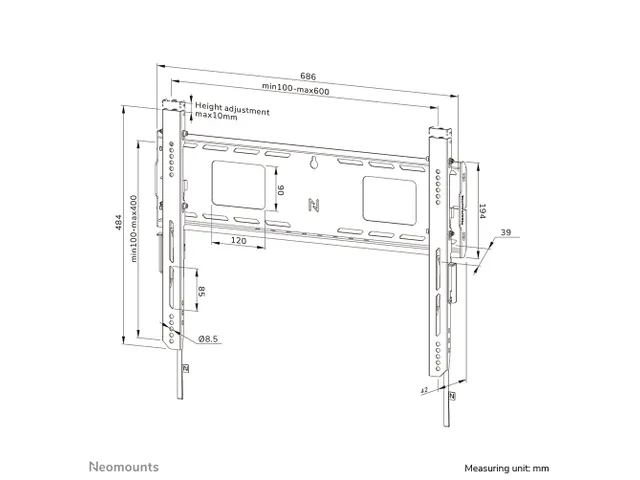 Neomounts LEVEL-750 WL30-750BL16 Vlakke heavy duty muurbeugel - 42-86
