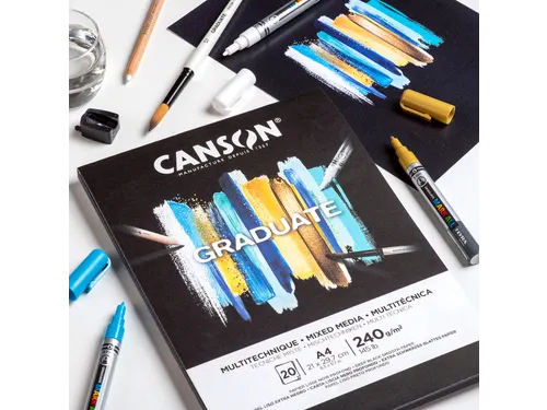 Mixed mediapapier Canson Graduate Mixed Media 20vel 240gr A3 zwart