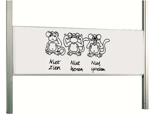 Schoolbord Enkelvlaksbord 120x400cm Verstelbaar Kolom Wit Emaille
