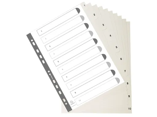 Tab.gerecycled PP A4 bedrukt 1-10 grijs