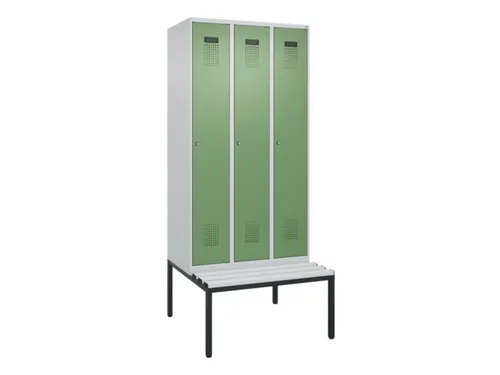 locker met bank,HxBxD 2120x900x815mm,3vak,vak B 300mm,cilinderslot