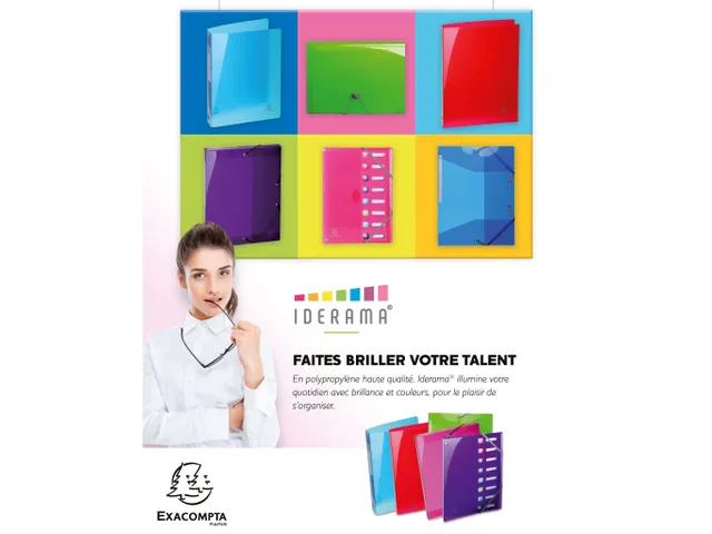 Elastomap met 3 kleppen IDERAMA polypropyleen 5/10de A4 Lichtblauw