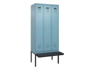 locker met bank,HxBxD 2120x900x815mm,3vak,vak B 300mm,cilinderslot - 2
