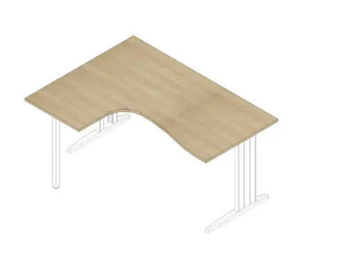 hoek-bureau,HxBxD 730x1600x1200mm,blad eiken,verdieping links