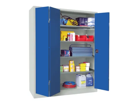 Vouwdeurkast 1950x1500x500mm 4legborden Verzinkt Ral7035 Front Ral5010