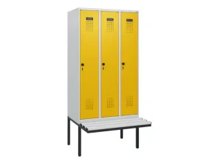 locker met bank,HxBxD 1950x900x815mm,3vak,vak B 300mm,draaigrendel - 2