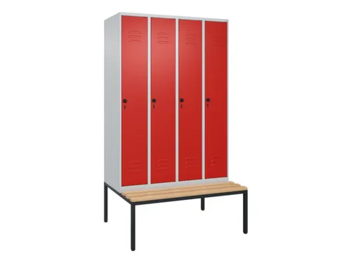 locker met bank,HxBxD 2120x1200x815mm,4vak,vak B 300mm,draaigrendel
