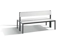 omkleedbank,HxLxD 796x1500x760mm,HPL wit,frame staal RAL7021,leuning