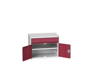 ladekast HxBxD 600x800x550mm 1lade 2deuren RAL7035 front RAL3004 - 1