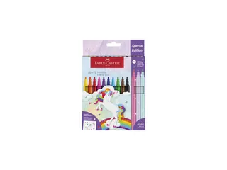 Viltstiften Faber-Castell Unicorn 10x standaard kleuren + 3x pastel kl - 1