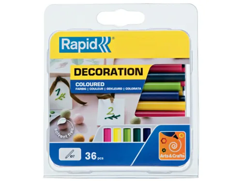 Lijmpatroon Rapid 7mm 5 kleuren assorti 36 stuks