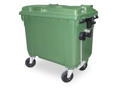 Vuilcontainers,660l,romp HDPE groen,HxBxD 1165x1265x775mm,4zwenkwielen