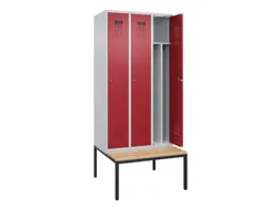 locker met bank,voor scheiding van kleding,HxBxD 2120x900x815mm,3vak