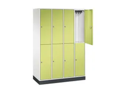 Dubbeldekse garderobekast,HxBxD 1950x1220x500mm,4x2vak.,vak B 260mm