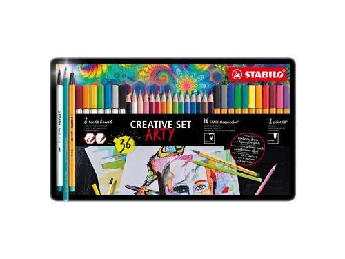 Creative set STABILO 87/3193 Arty assorti metalen etui à 36 stuks