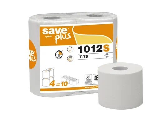 Toiletpapier Celtex Save Plus 2-laags wit 500 vel krimp 10x4 rol