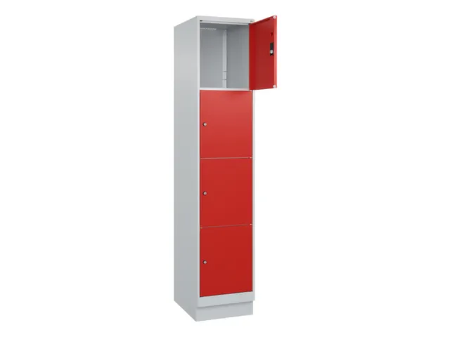 lockerkast,HxBxD 1950x400x500mm,1x4vakken,vak B 400mm,cil.-slot,sokkel