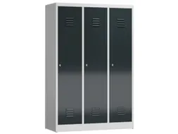 garderobekast 1800x1185x500mm 3vak klink sokkel romp RAL7035 RAL7016