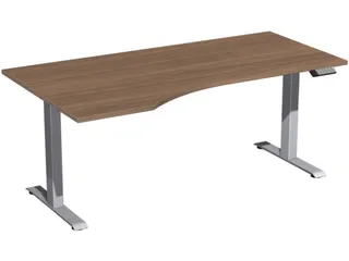 In hoogte verstelbaar bureau in vrije vorm,HxBxD 730-1230x1800x1000mm - 1
