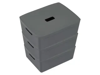 Opbergbox Kangaro 20 liter antraciet set a 3 stuks inclusief deksels - 2