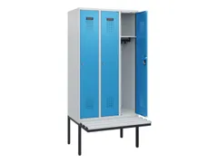 locker met bank,HxBxD 1950x900x815mm,3vak,vak B 300mm,cilinderslot