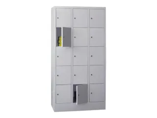 lockerkast,HxBxD 1850x900x500mm,3x5vakken,RAL7035,front RAL7035 - 1